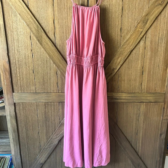Bella Dahl Halter High Neck Midi Dress, Pink Size Medium - Picture 4 of 6